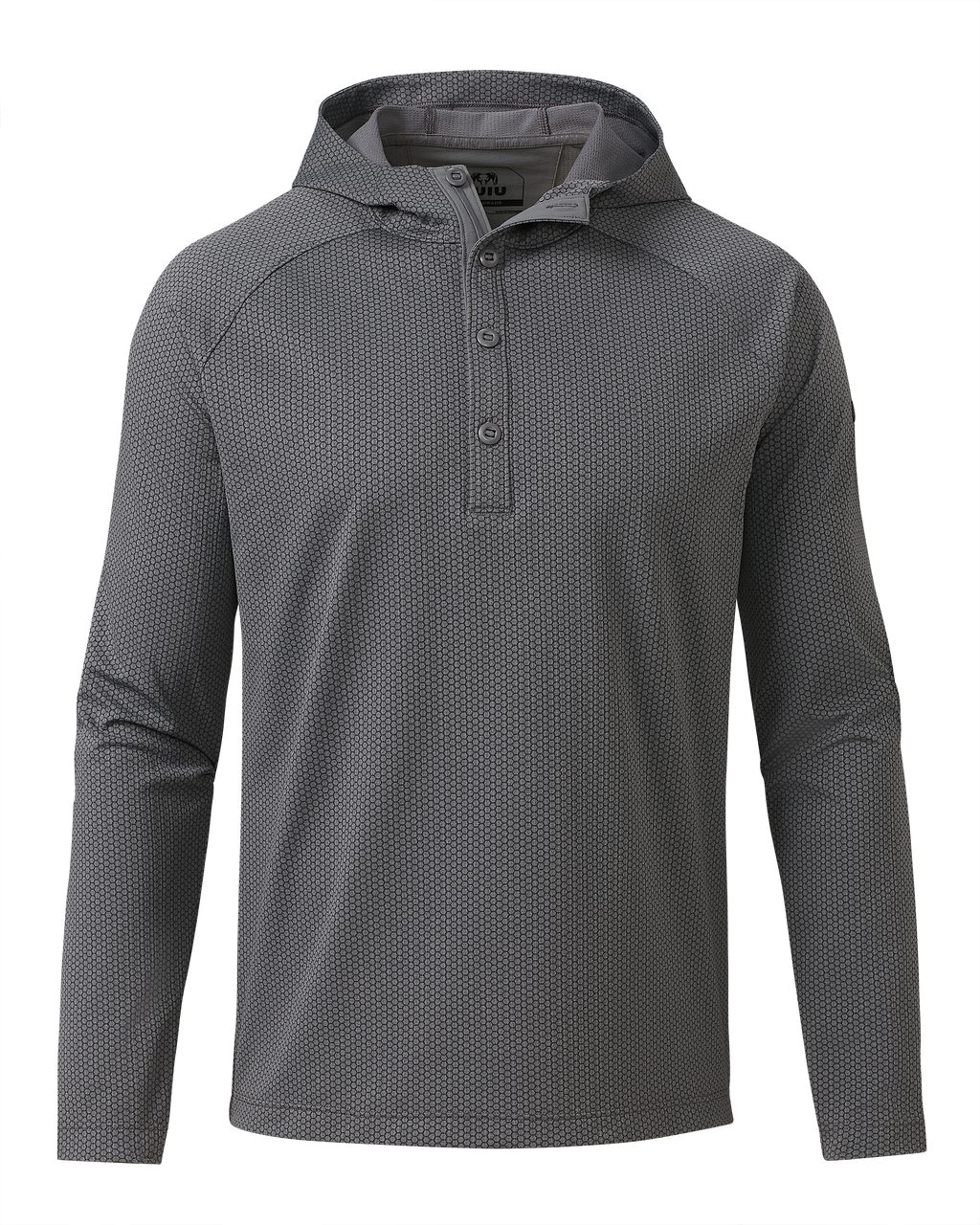 Front of Dura-Knit Hoodie in Castle Rock Grey