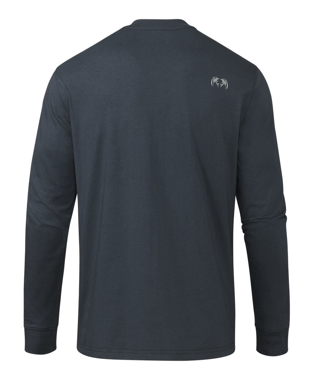 Back of Workgrade LS Pocket Crew in Steel Blue Grey