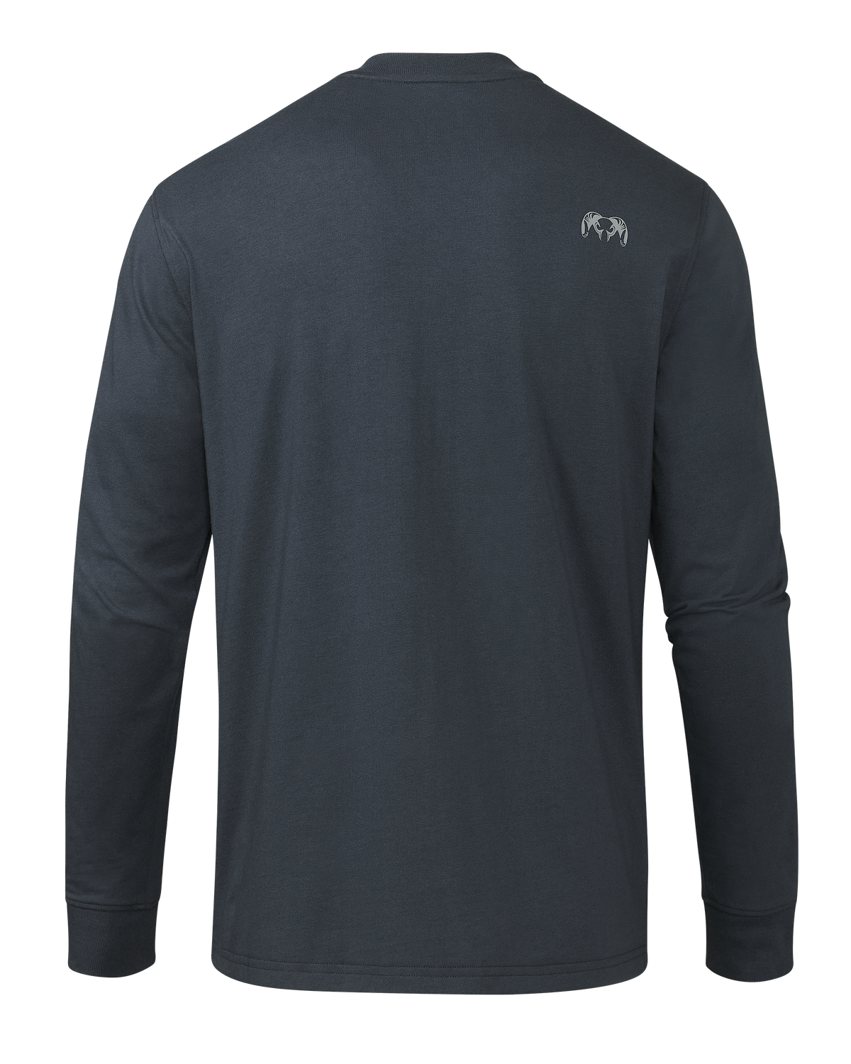 Back of Workgrade LS Pocket Crew in Steel Blue Grey