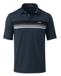 Front of KUIU Performance Polo Chest Stripe in Steel Blue Chest Stripe