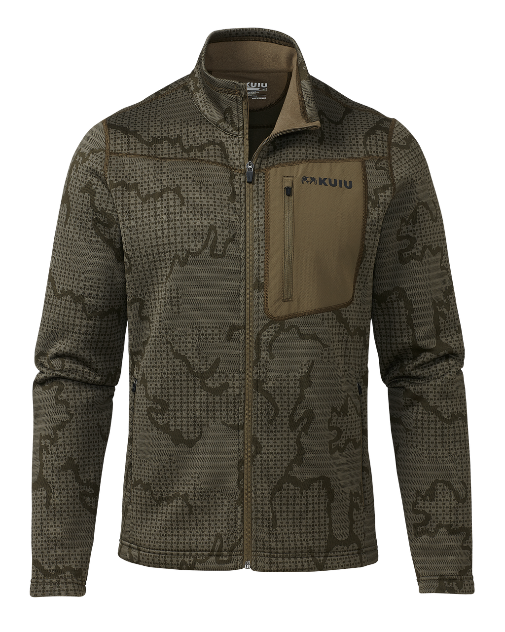 Front of Outland Fleece Full Zip in Ash Tonal Brown