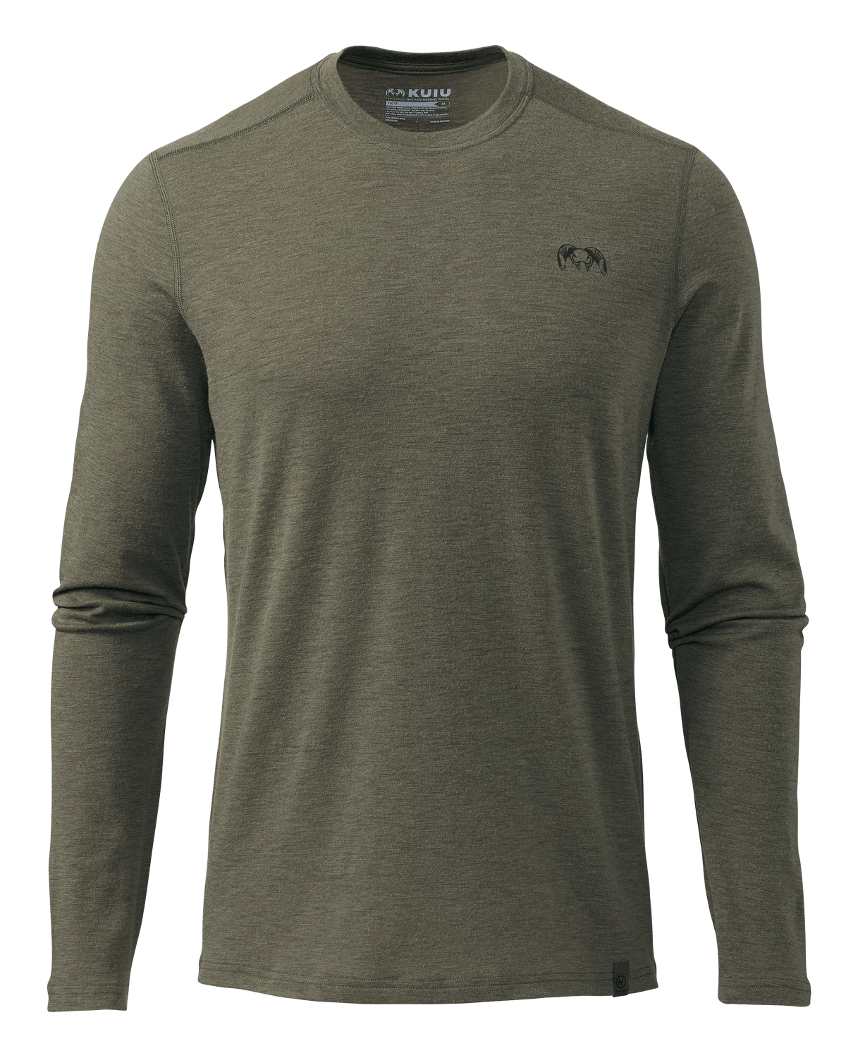 Front of ULTRA Merino 120 LT LS Crew-T in Ash Brown