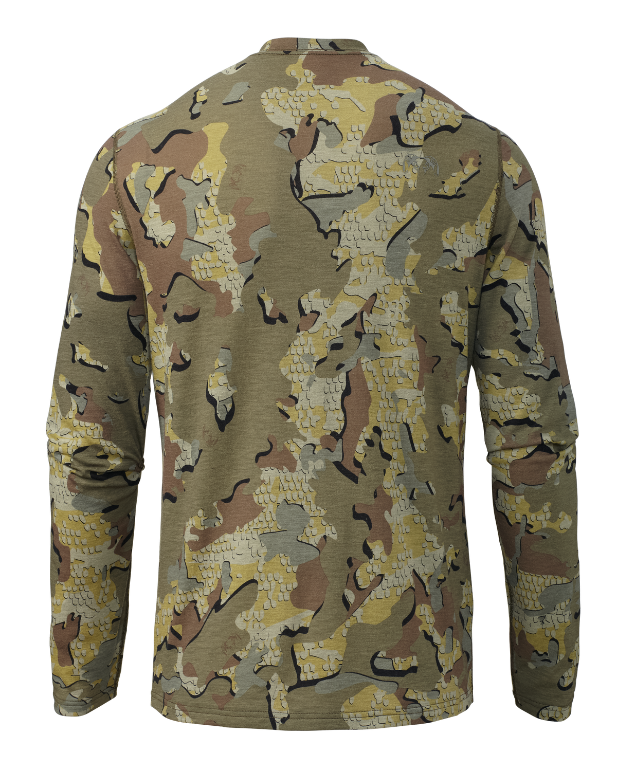 Back of ULTRA Merino 120 LT LS Crew-T in Valo Camouflage