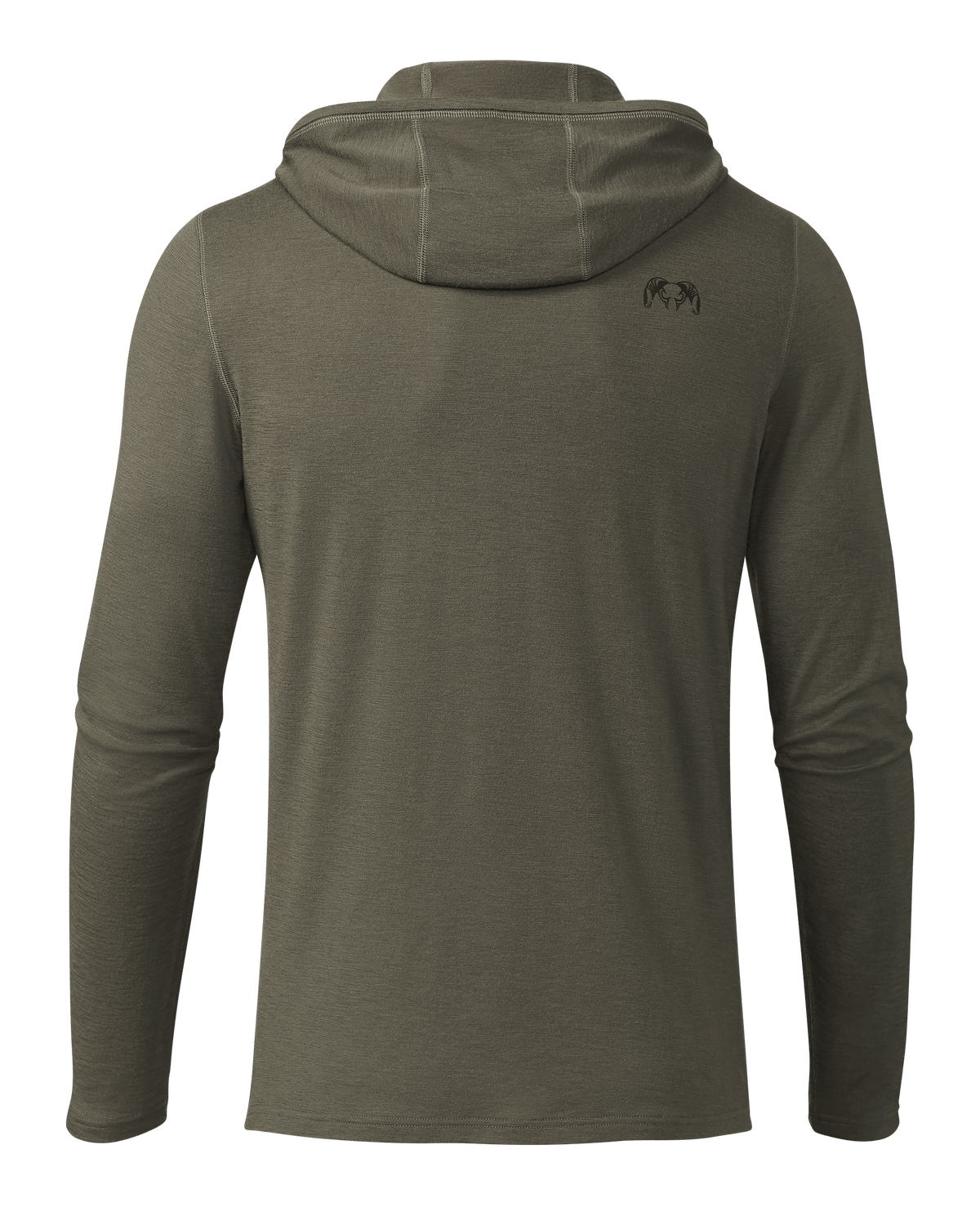Back of Ultra Merino 120 LT Long Sleeve Hoodie in Ash Brown
