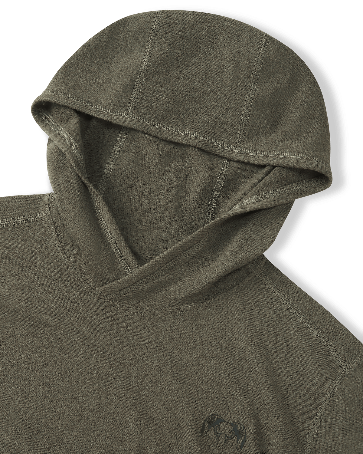 Hood on ULTRA Merino 120 LT LS Hoodie in Ash Brown
