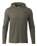Front of Ultra Merino 120 LT Long Sleeve Hoodie in Ash Brown