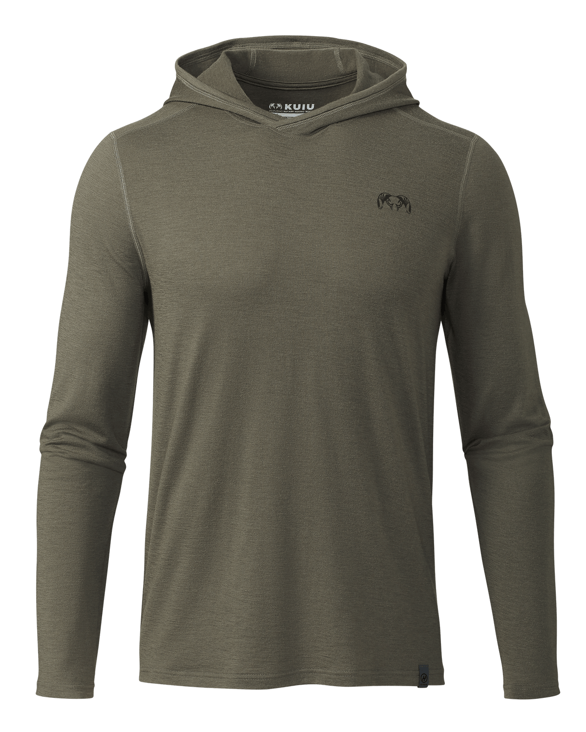 Front of Ultra Merino 120 LT Long Sleeve Hoodie in Ash Brown