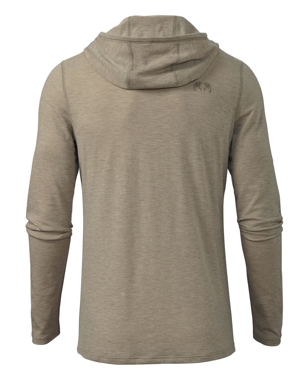Back of ULTRA Merino 120 LT LS Hoodie in Bone Light Brown