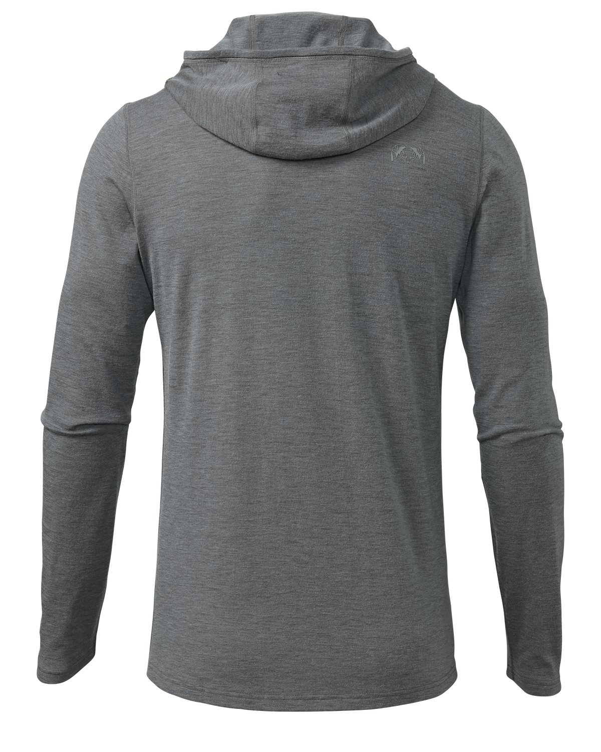 Back of ULTRA Merino 120 LT LS Hoodie in Stone Grey