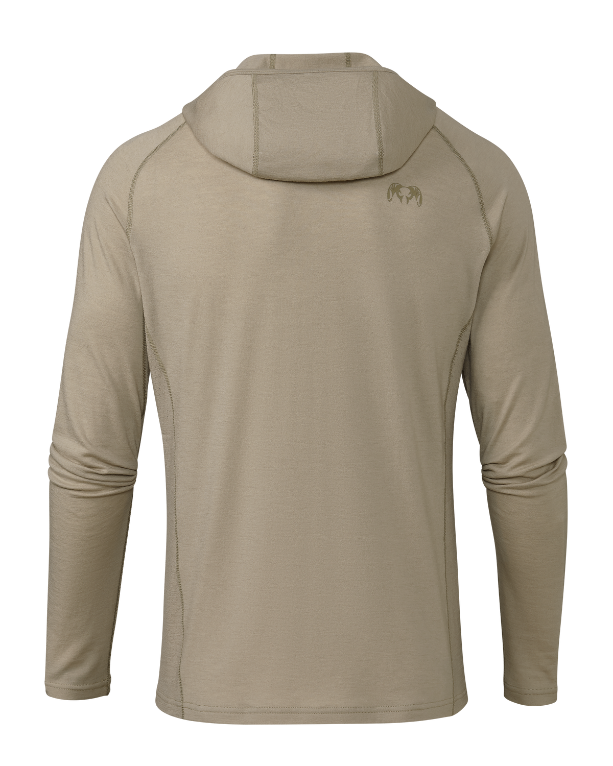 Back of ULTRA Merino 145 Zip-T Hunting Hoodie in Bone Khaki