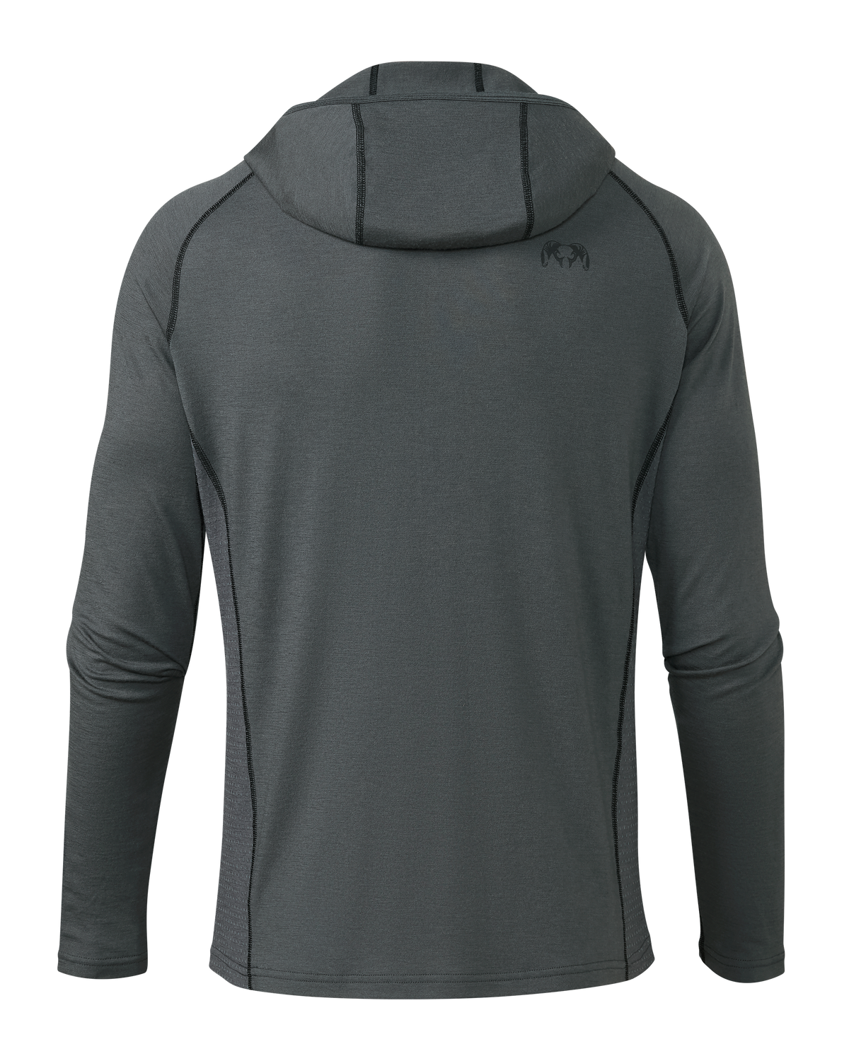 Back of ULTRA Merino 145 Zip-T Hunting Hoodie in Gunmetal Grey
