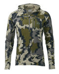 Front of ULTRA Merino 145 Zip-T Hunting Hoodie in Verde Camouflage