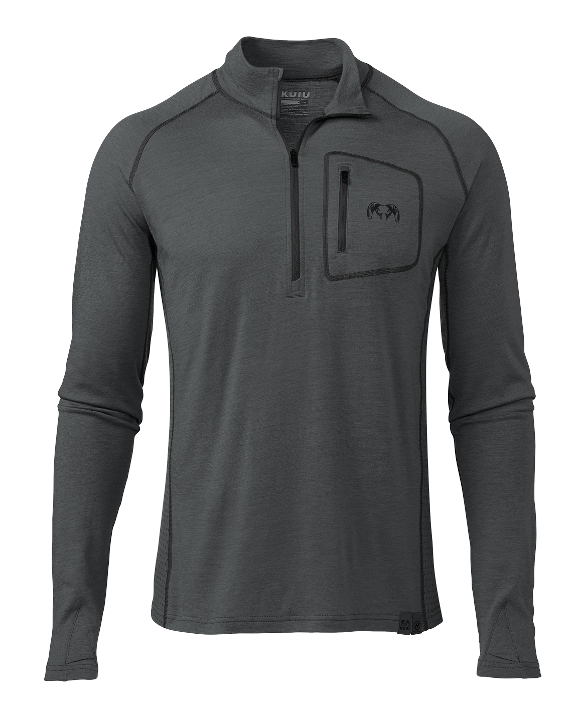 Front of Ultra Merino 145 Zip-T in Gunmetal Grey