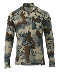 Front of ULTRA Merino 145 Zip-T Hunting Shirt in Vias Camouflage