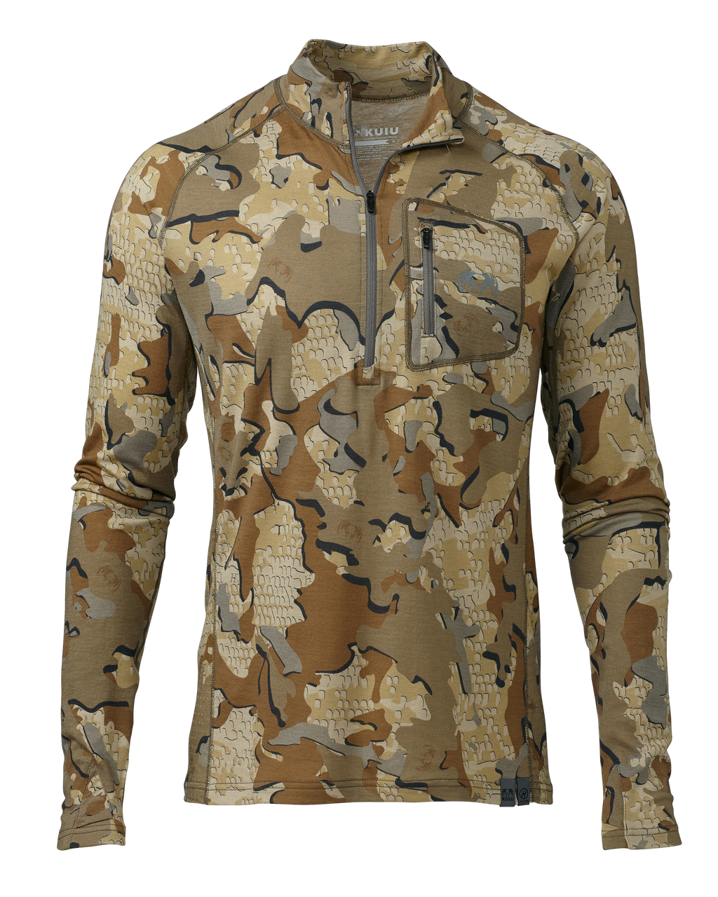 Front of ULTRA Merino 145 Zip-T Hunting Shirt in Valo Camouflage