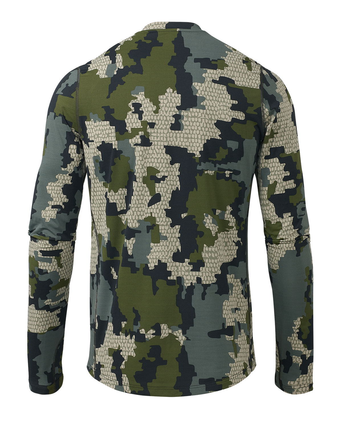 Back of Vital S1 Long Sleeve Crew in Verde Camouflage