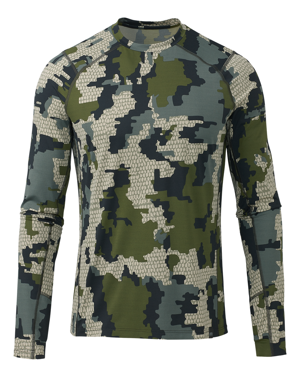 Front of Vital S1 Long Sleeve Crew in Verde Camouflage