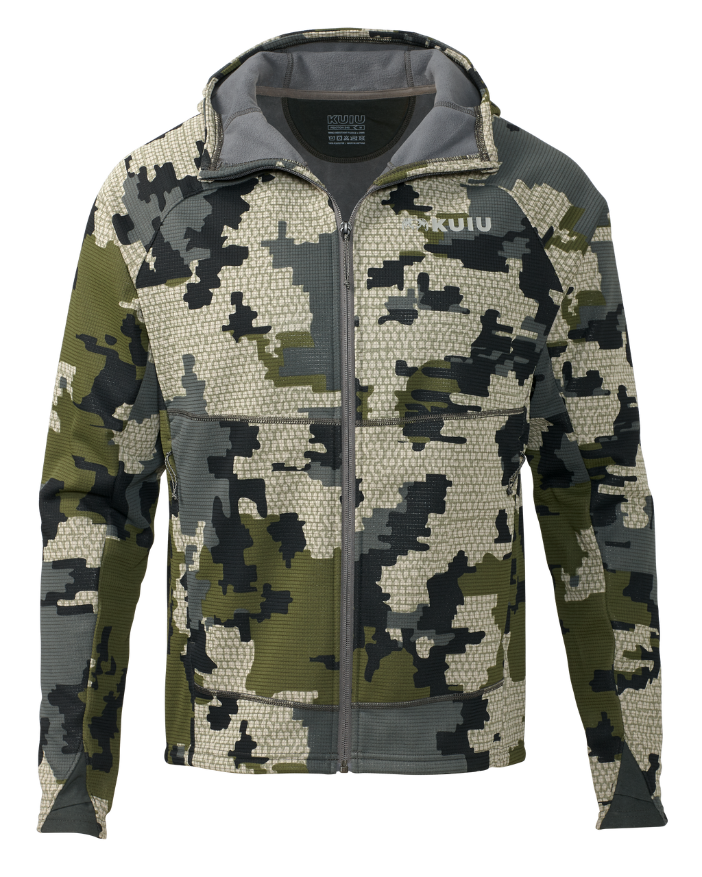 Front of Peloton 240 Full Zip Hoodie in Verde Camouflage