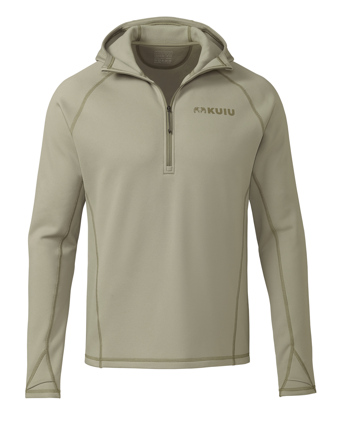 Front of Peloton 200 Zip-T Hoodie in Bone Khaki