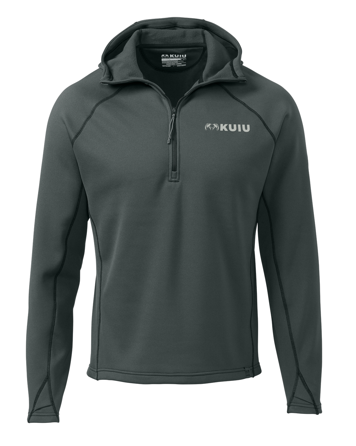 Front of Peloton 200 Zip-T Hoodie in Gunmetal Grey