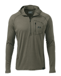 Front of ULTRA Merino 145 Zip-T Hoodie Shirt in Ash Brown