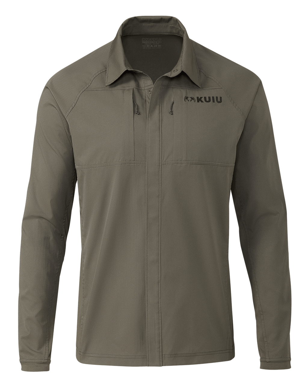 Front of Tiburon Hybrid Snap Shirt in Ash Brown