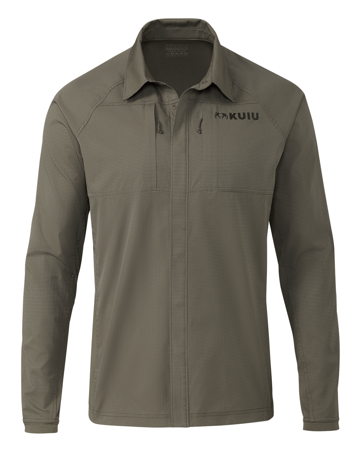 Front of Tiburon Hybrid Snap Shirt in Ash Brown
