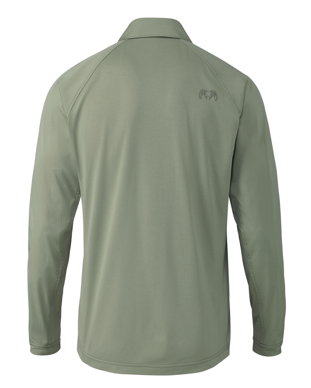 Back of Tiburon Hybrid Snap Shirt in Buckbrush Sage