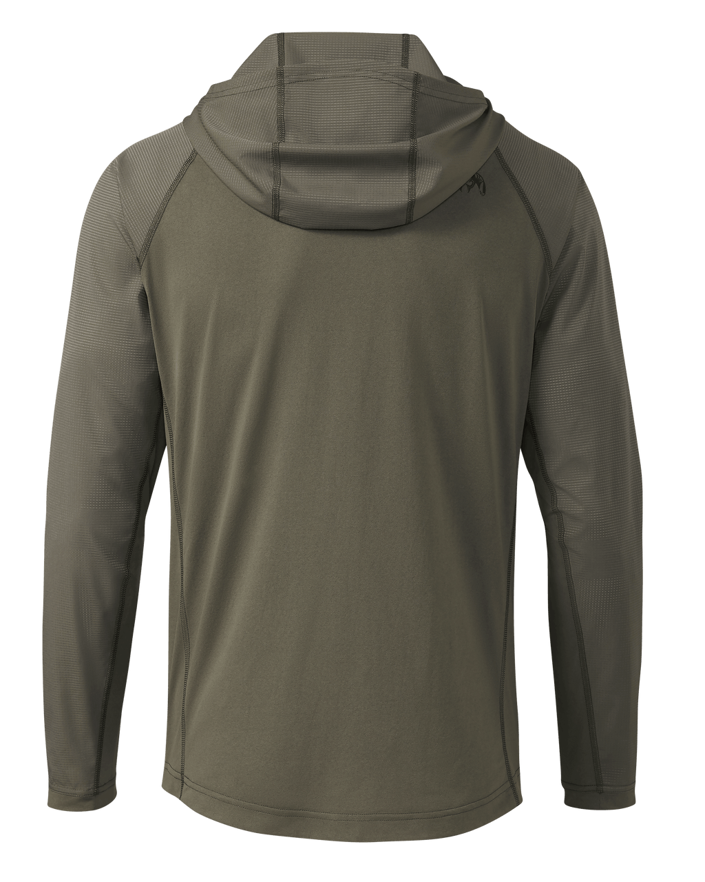 Back of Tiburon Hybrid Hoodie in Ash Brown