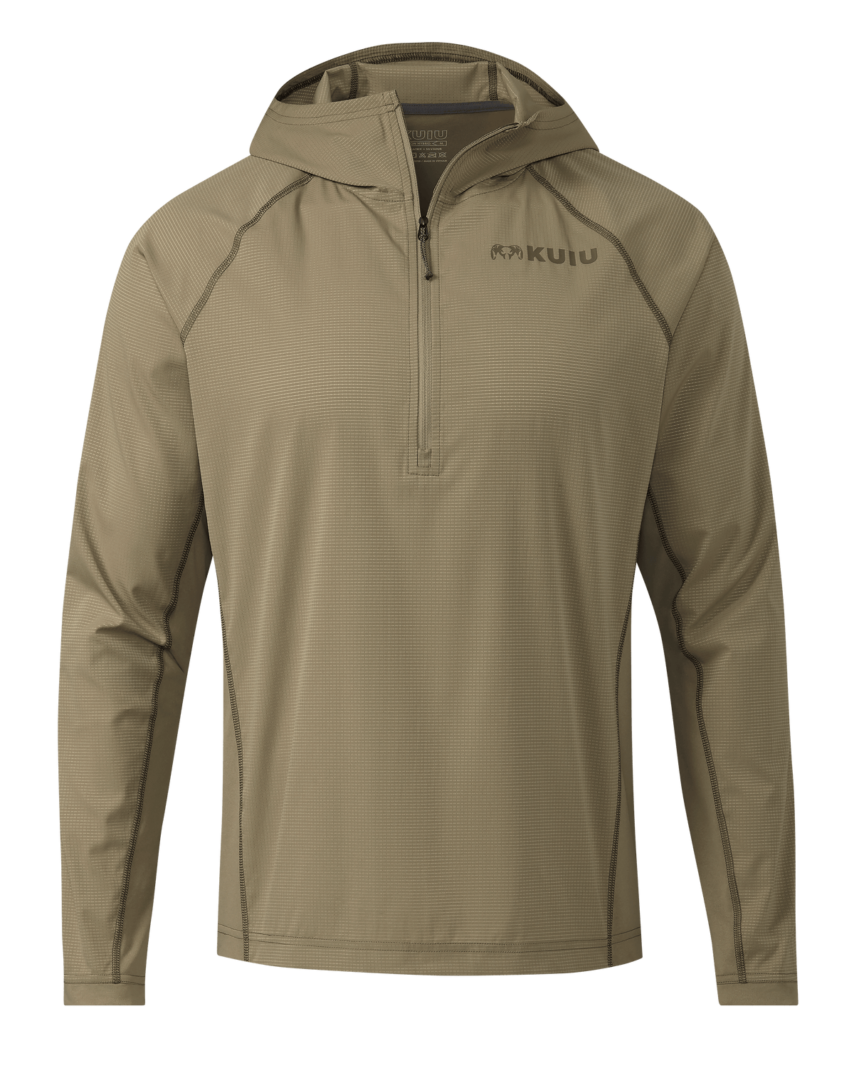 Front of Tiburon Hybrid Hoodie in Khaki