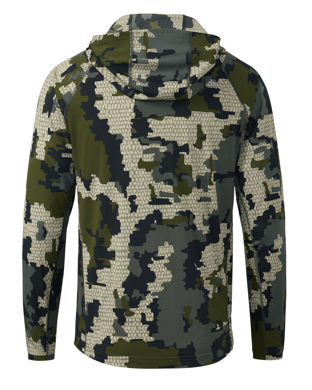 Back of Tiburon Hybrid Hoodie in Verde Camouflage
