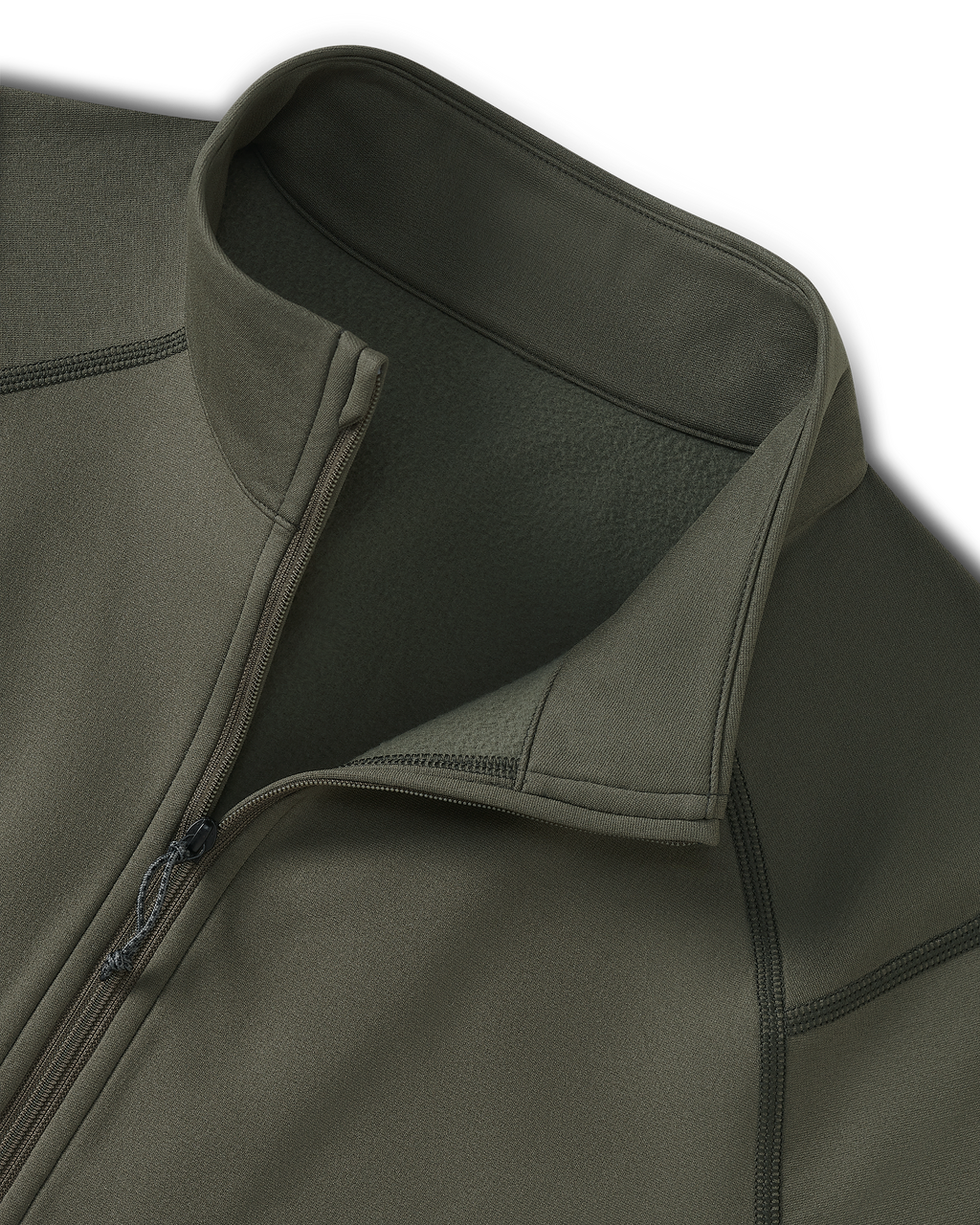 Detail of zipped collar on the Vital S3 Zip-T in Ash Brown