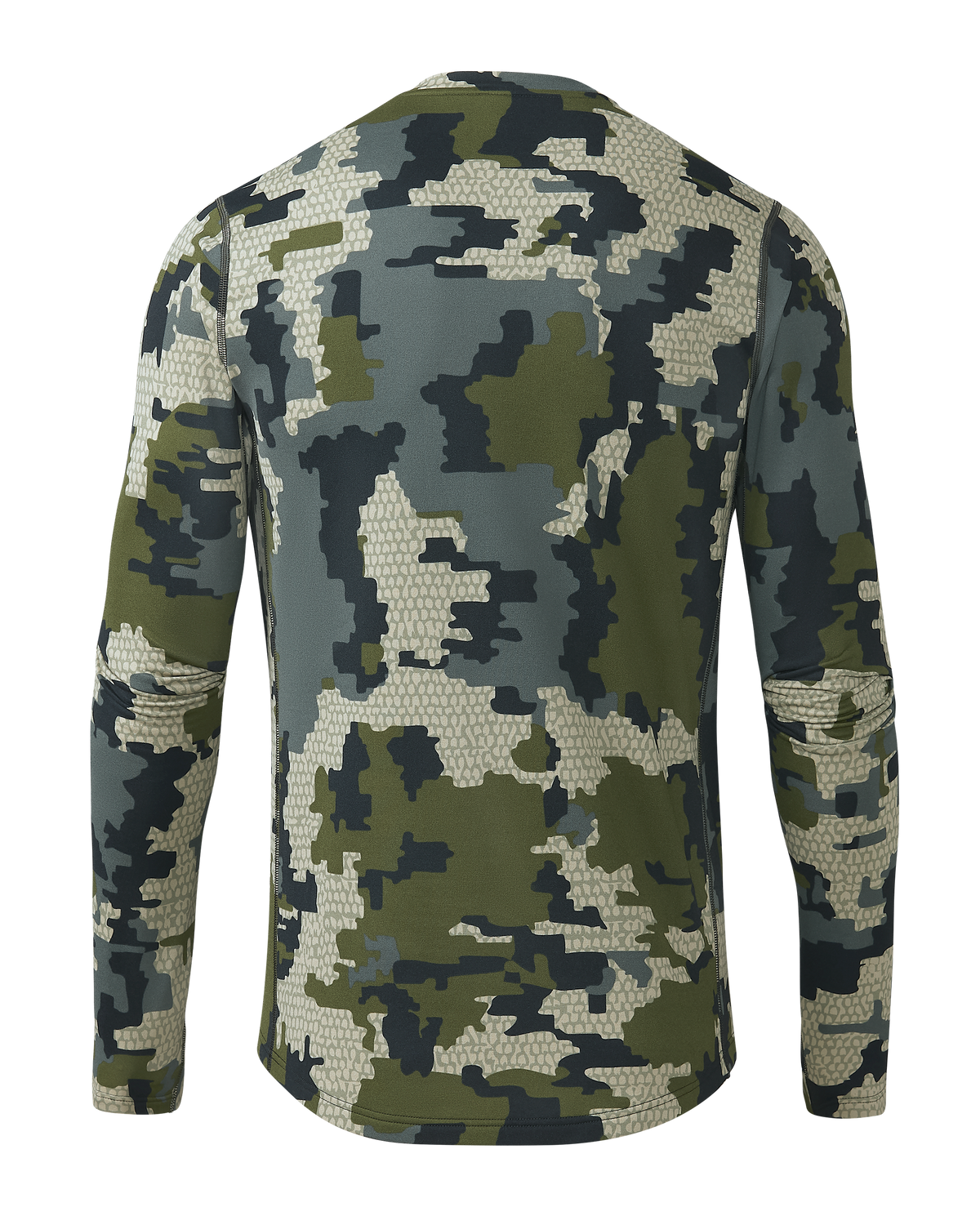 Back of Vital S3 Long Sleeve Crew in Verde Camouflage