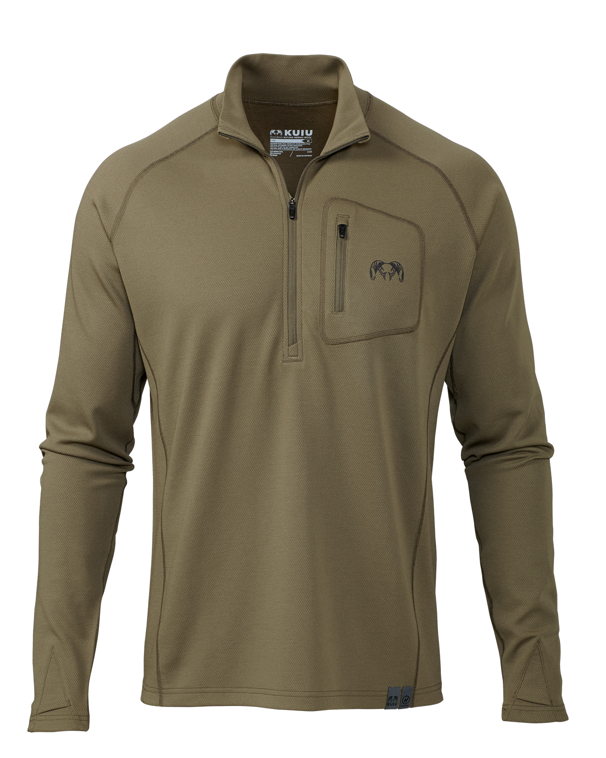 Front of PRO Merino 200 Zip-T Shirt in Ash Brown