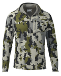 Front of PRO Merino 200 Zip-T Hoodie in Verde Camouflage