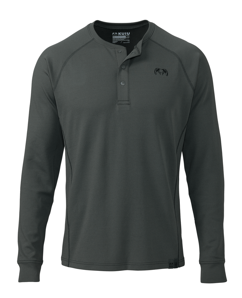 Front of PRO Merino 200 Henley in Gunmetal Grey