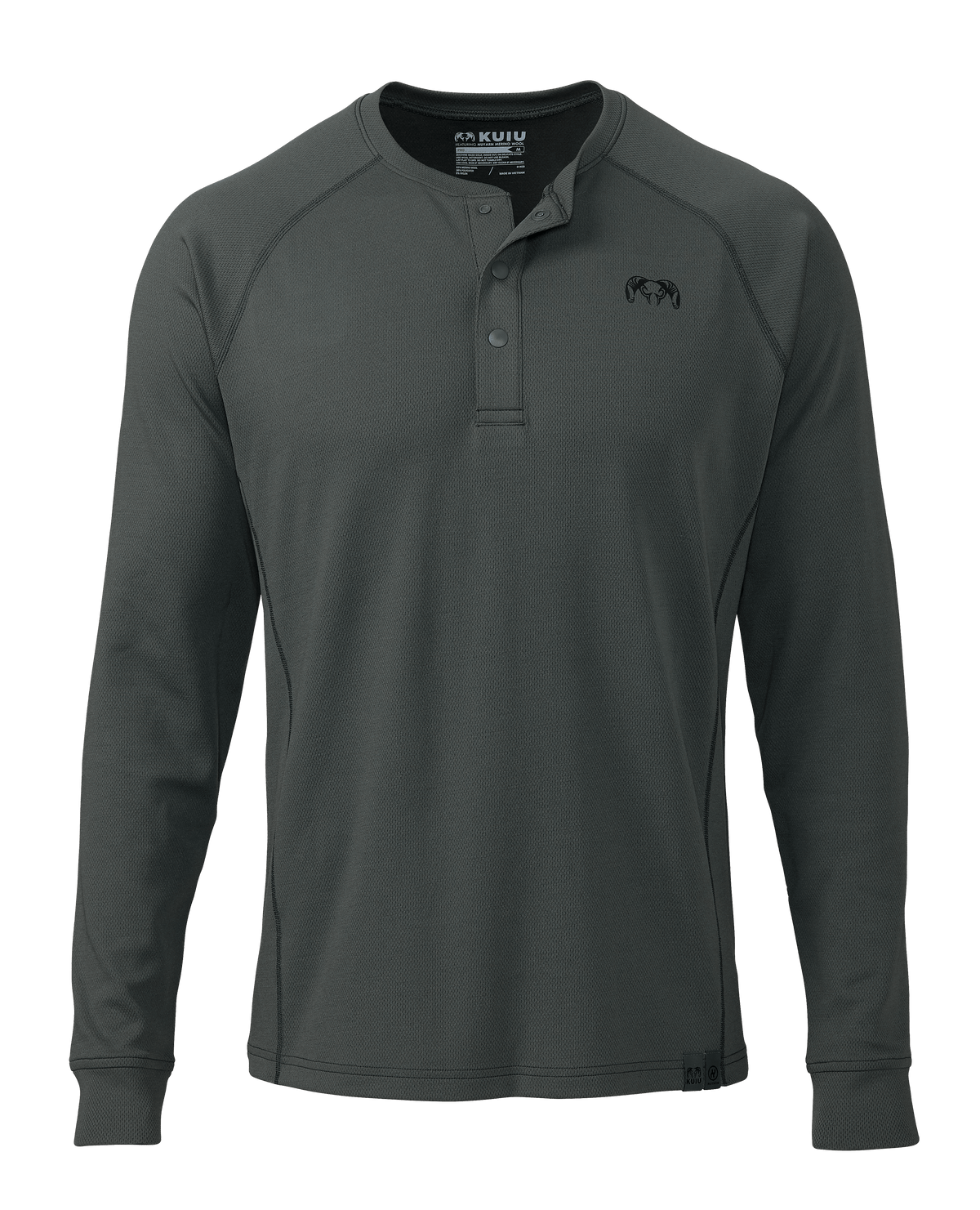 Front of PRO Merino 200 Henley in Gunmetal Grey