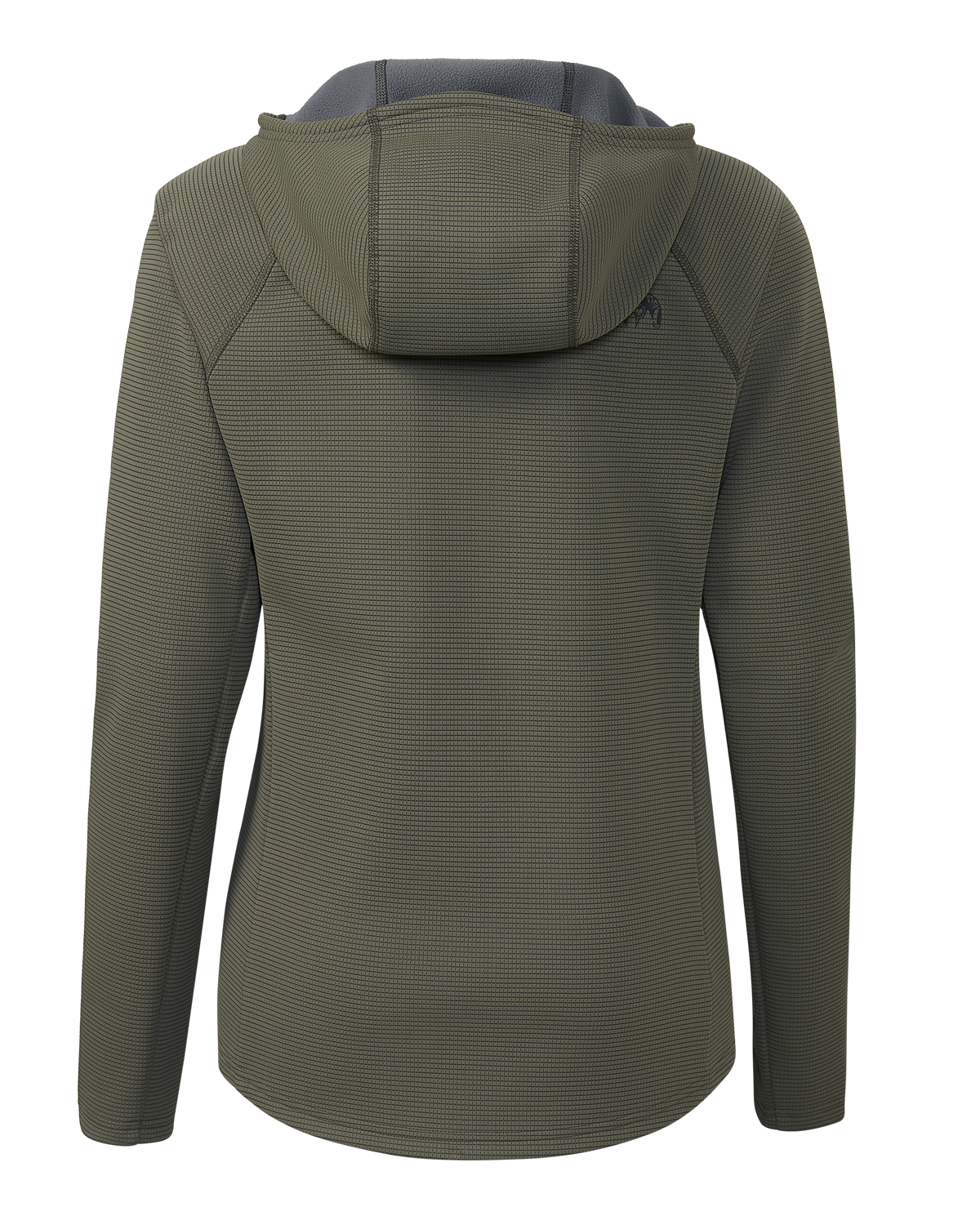 Back of Women's Peloton 240 Full Zip Hoodie in Ash in Brown