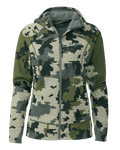 Front of Women's Peloton 240 Full Zip Hoodie Shirt in Verde Camouflage