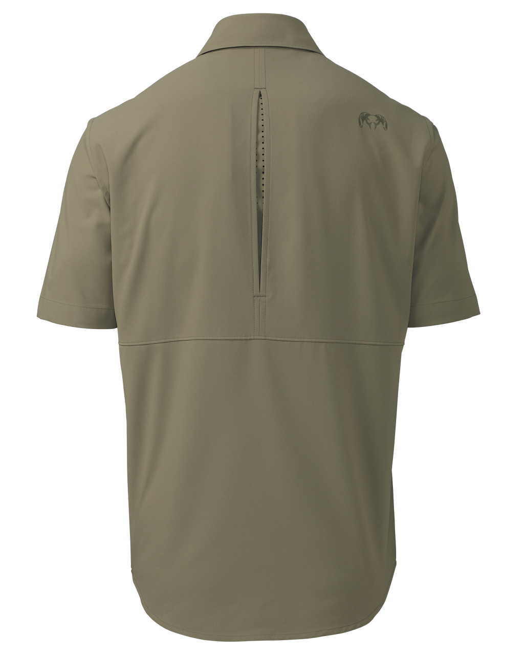 Back of Mesa Vented Short Sleeve Snap Shirt in Khaki Color