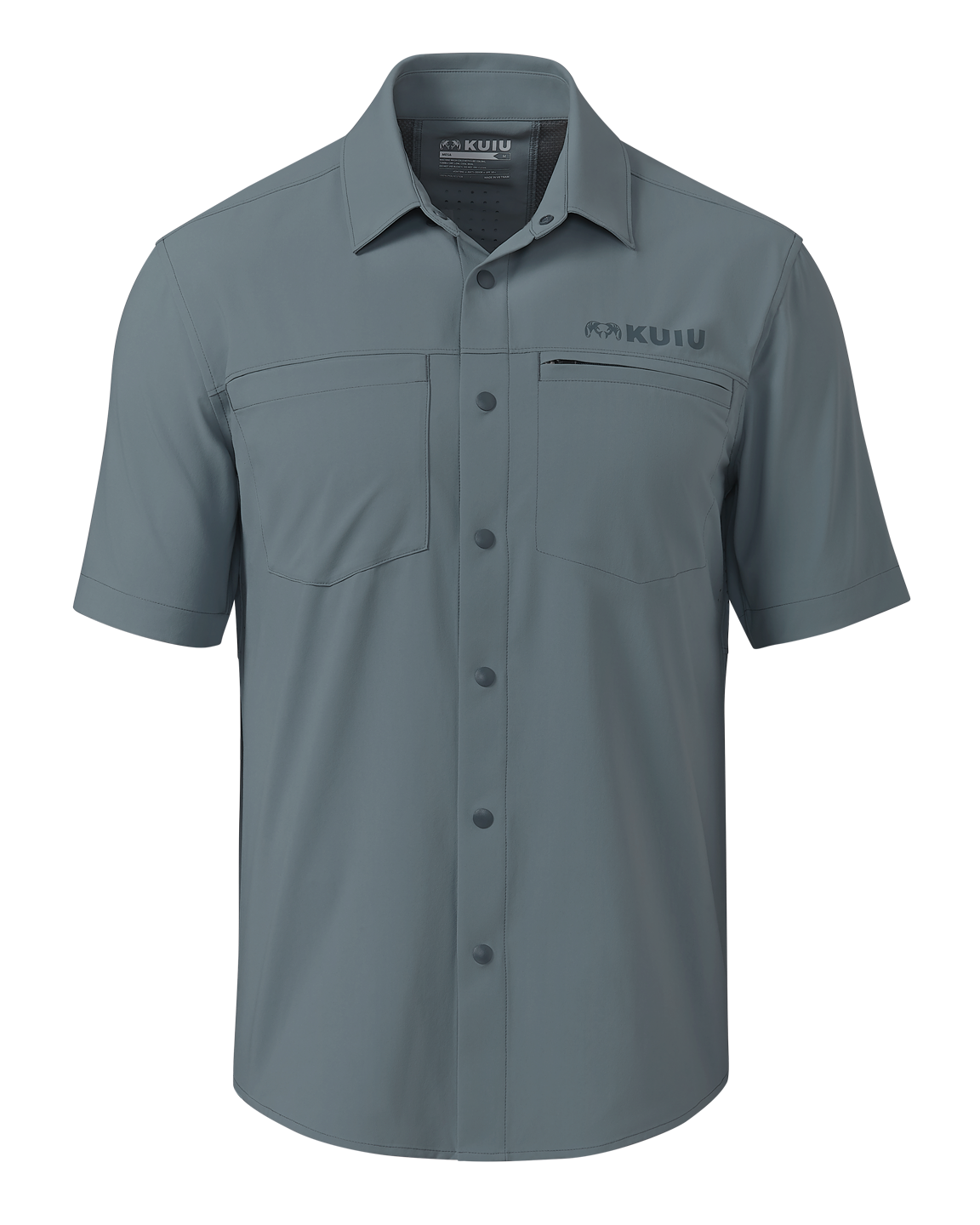 Front of Mesa Vented SS Snap Shirt Gritstone in Slate