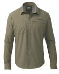 Front of Mesa Vented Long Sleeve Snap Shirt in Khaki Color