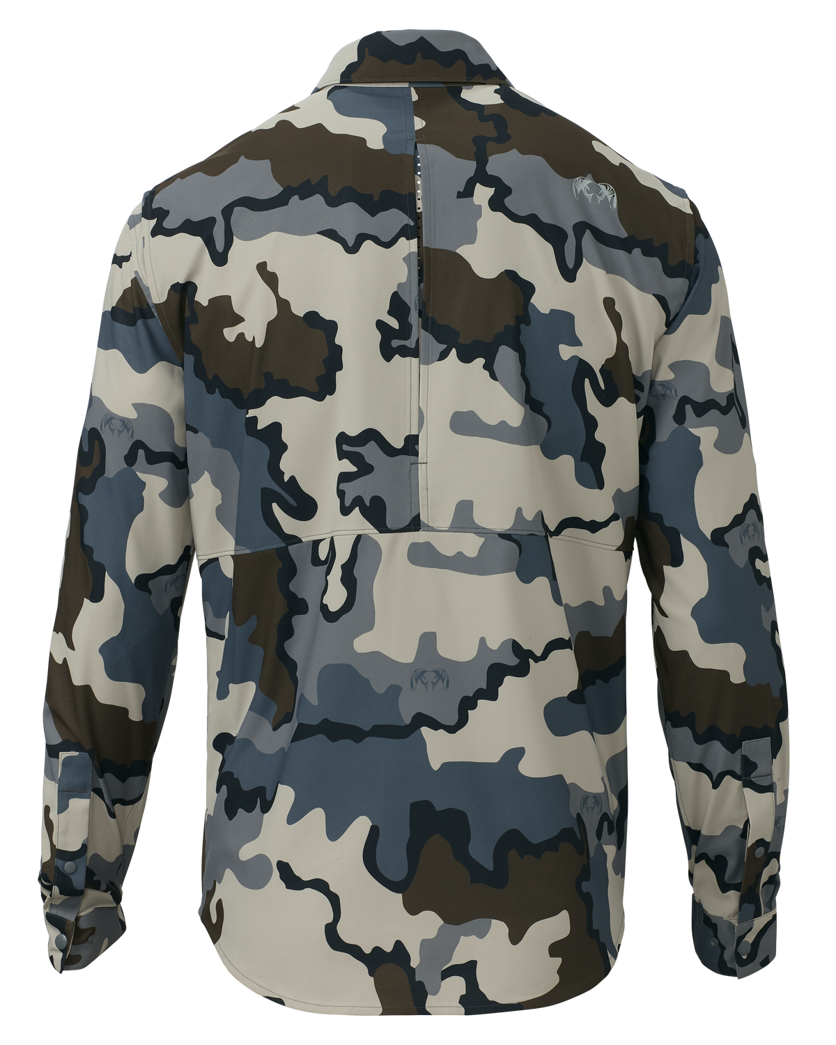 Back of Mesa Vented LS Snap Shirt in Vias Camouflage