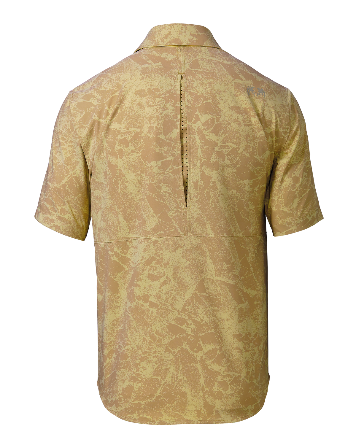 Back of Mesa Vented SS Snap Shirt in Dune Gritstone