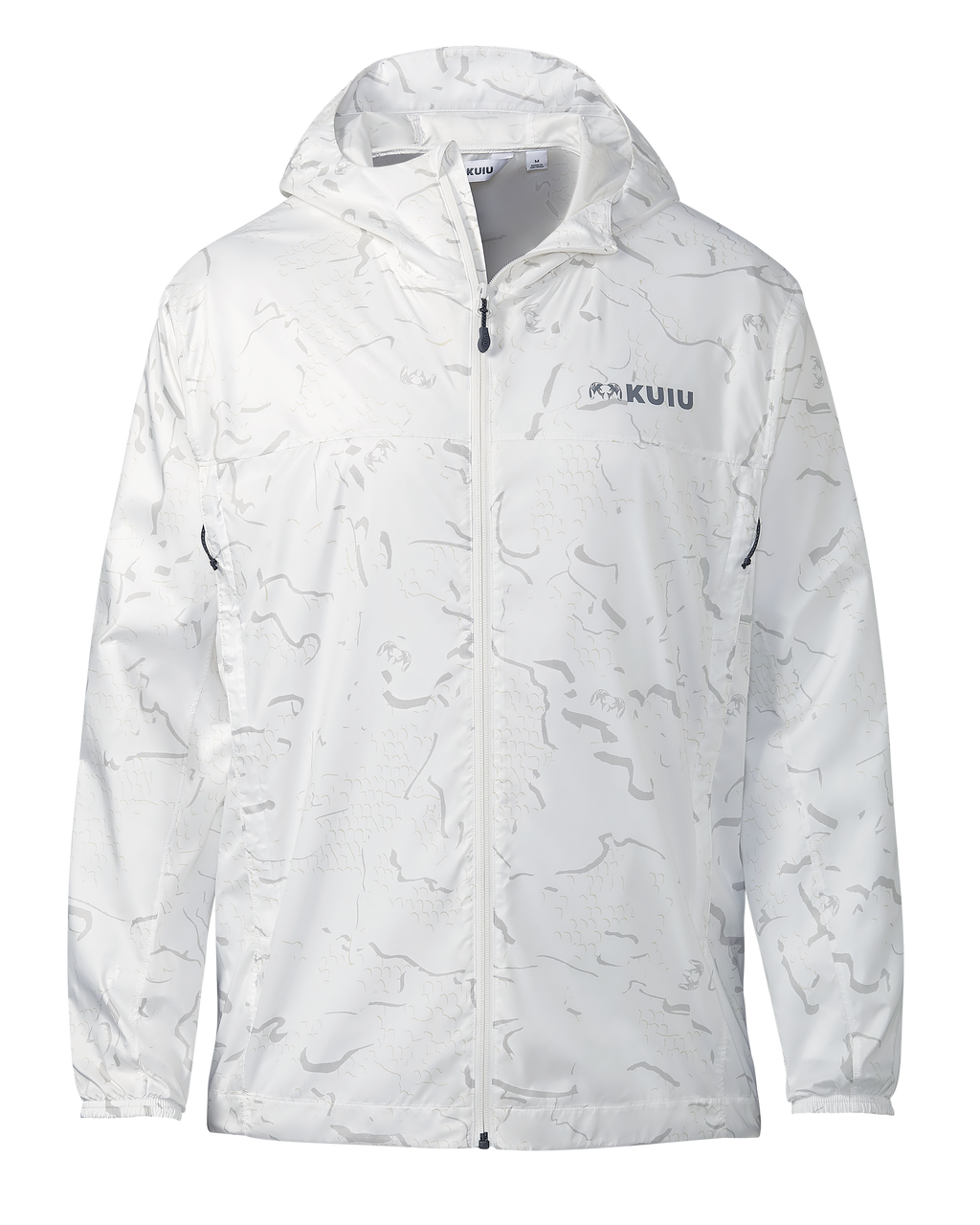 Front of Snowfall Overwhites Jacket  in White Snowfall Pattern