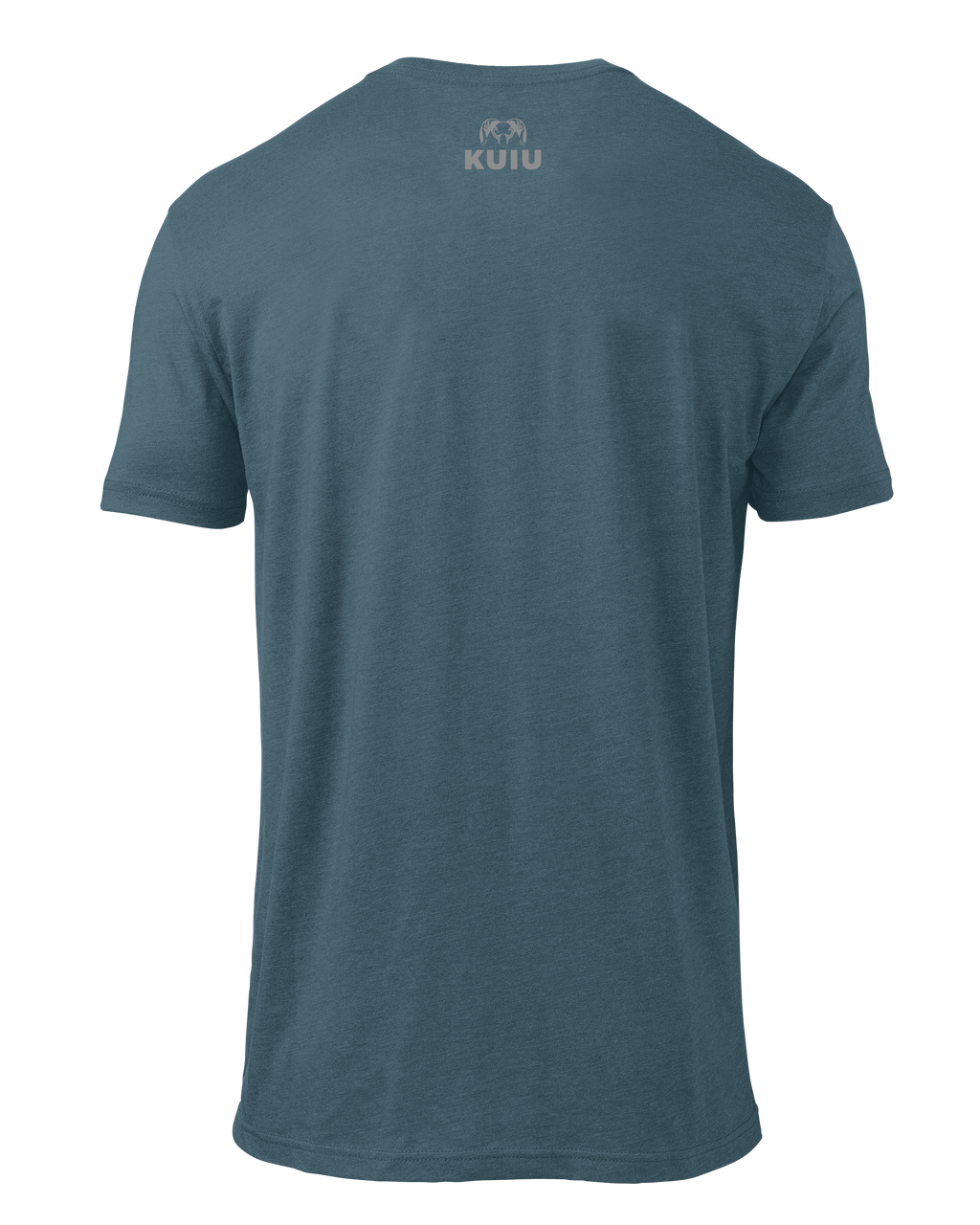 Back of KUIU Topo Block Logo T-Shirt in Indigo Blue