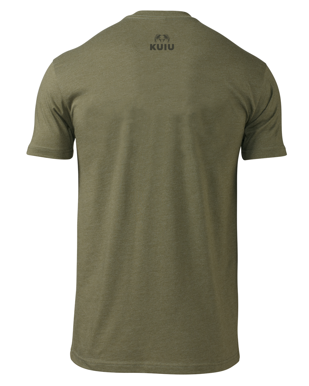 Front of KUIU Topo Block Logo T-Shirt in Military Green