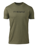 Front of KUIU Topo Block Logo T-Shirt in Military Green