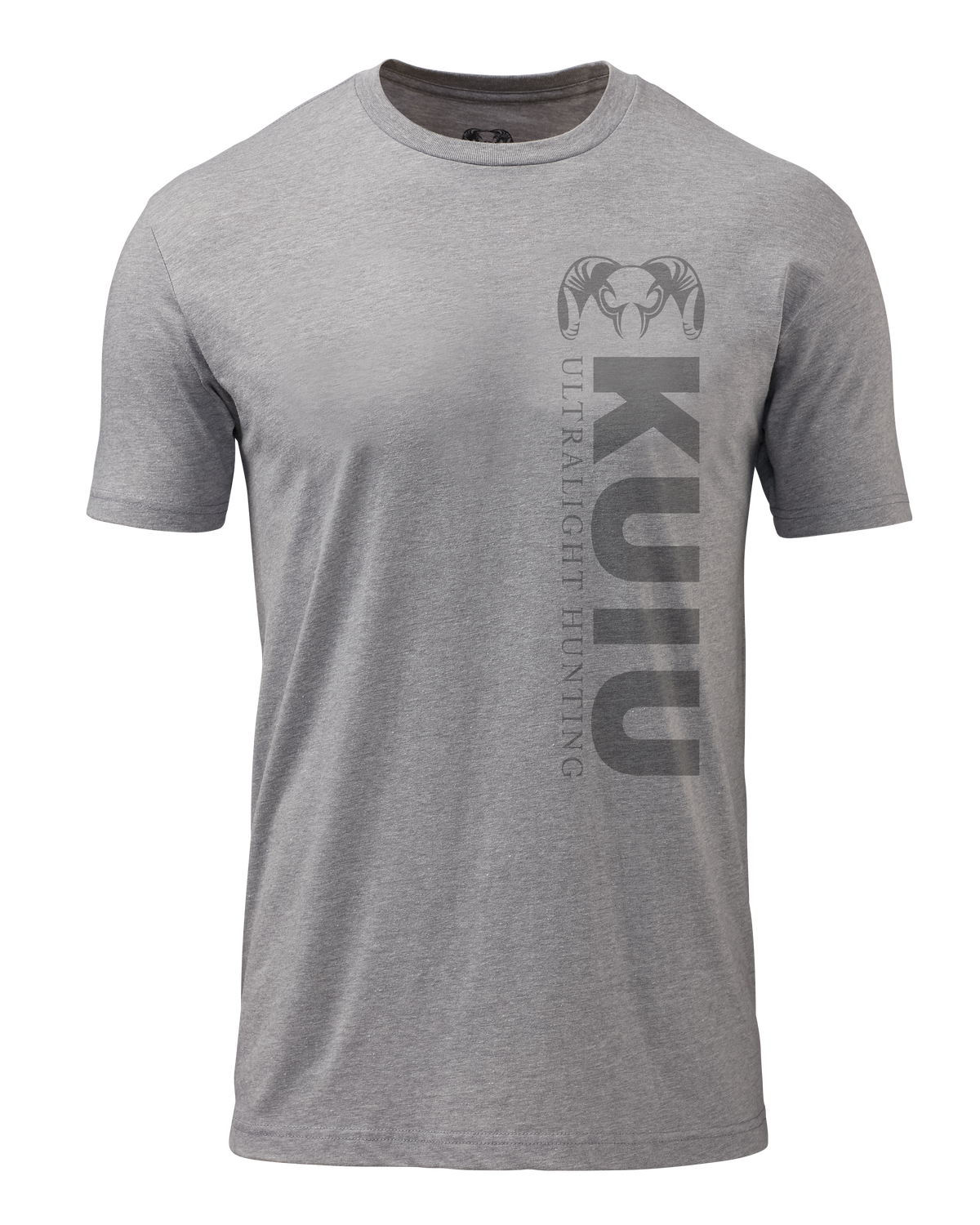 Front of KUIU Solid Vertical T-Shirt in Heather Grey