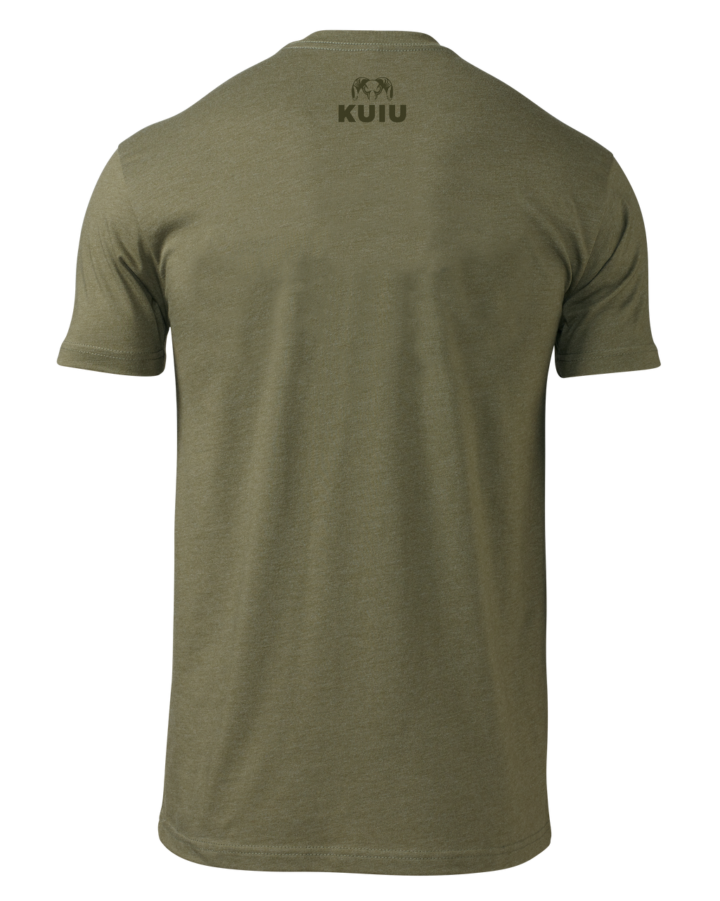 Back of KUIU Solid Vertical T-Shirt in Military Green